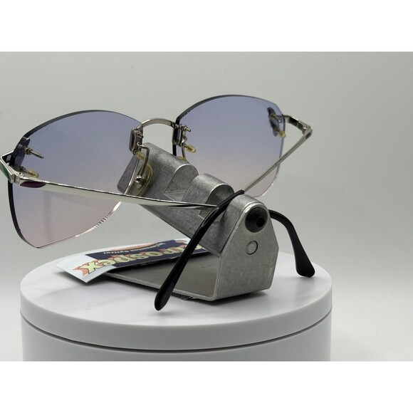 Vintage Oversize Sunglasses NOS Rimless Style Sea Flame Lens Silver Frame 80s| - Picture 9 of 9